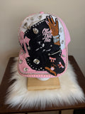 “CLOCK THAT TEA PINK/ BLACK” TRUCKER JUNK SNAPBACK HAT