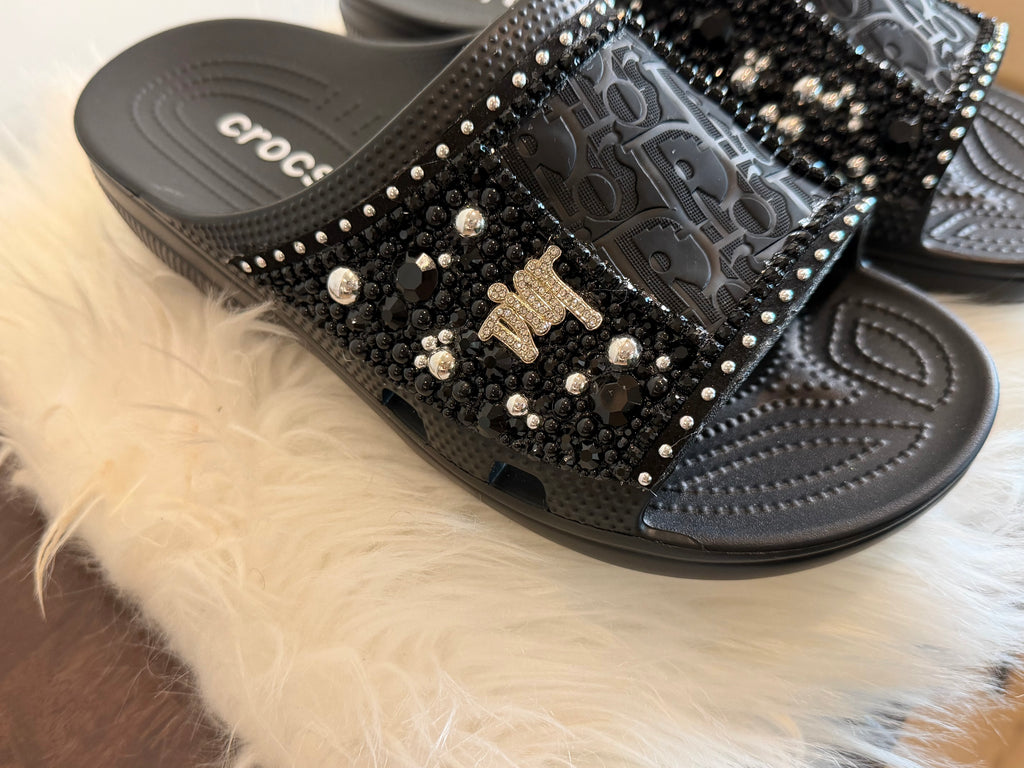 CUSTOM DESIGNER INSPIRED CROC SATURDAY SLIDES