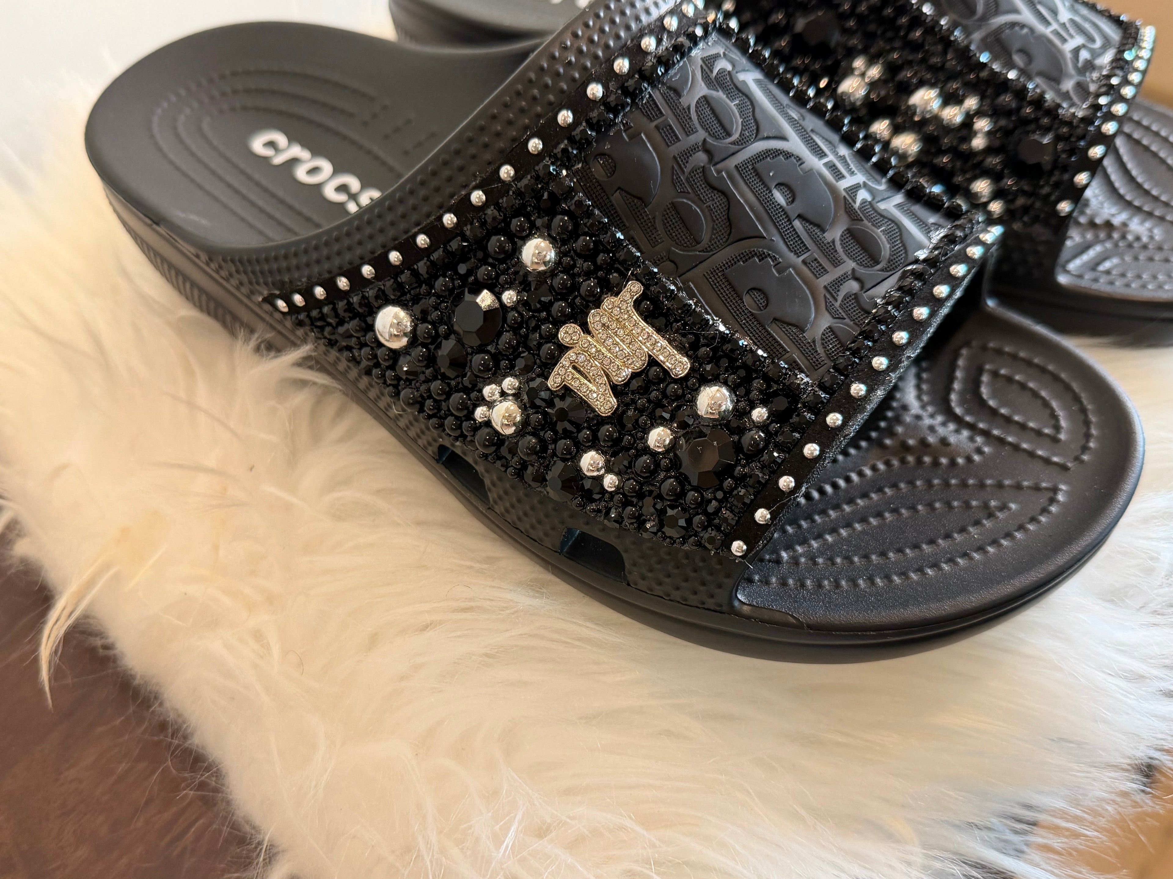 CUSTOM DESIGNER INSPIRED CROC SATURDAY SLIDES