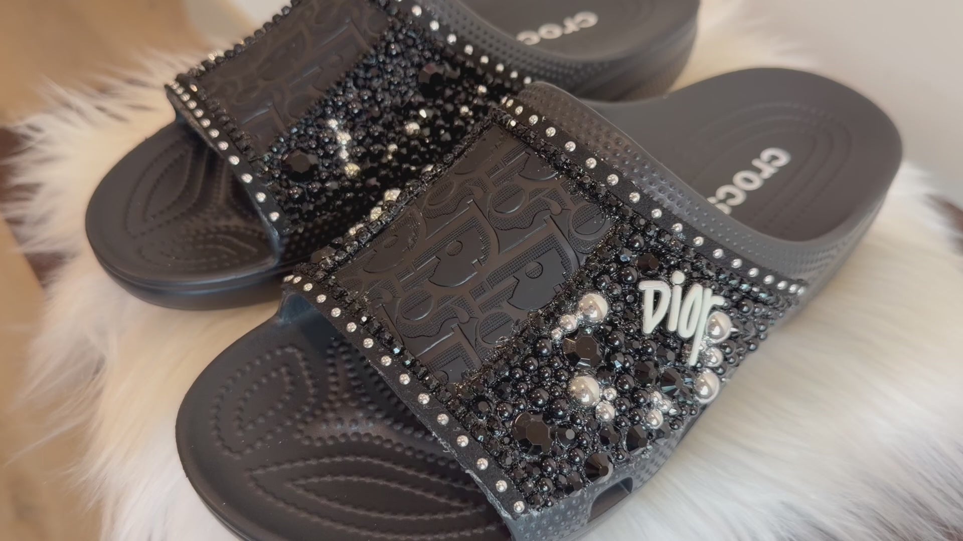 CUSTOM DESIGNER INSPIRED CROC SATURDAY SLIDES