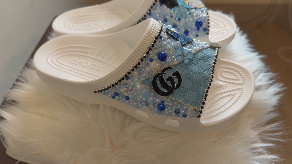 CUSTOM DESIGNER INSPIRED CROCS “TRUE BLUE BESTIE” w9