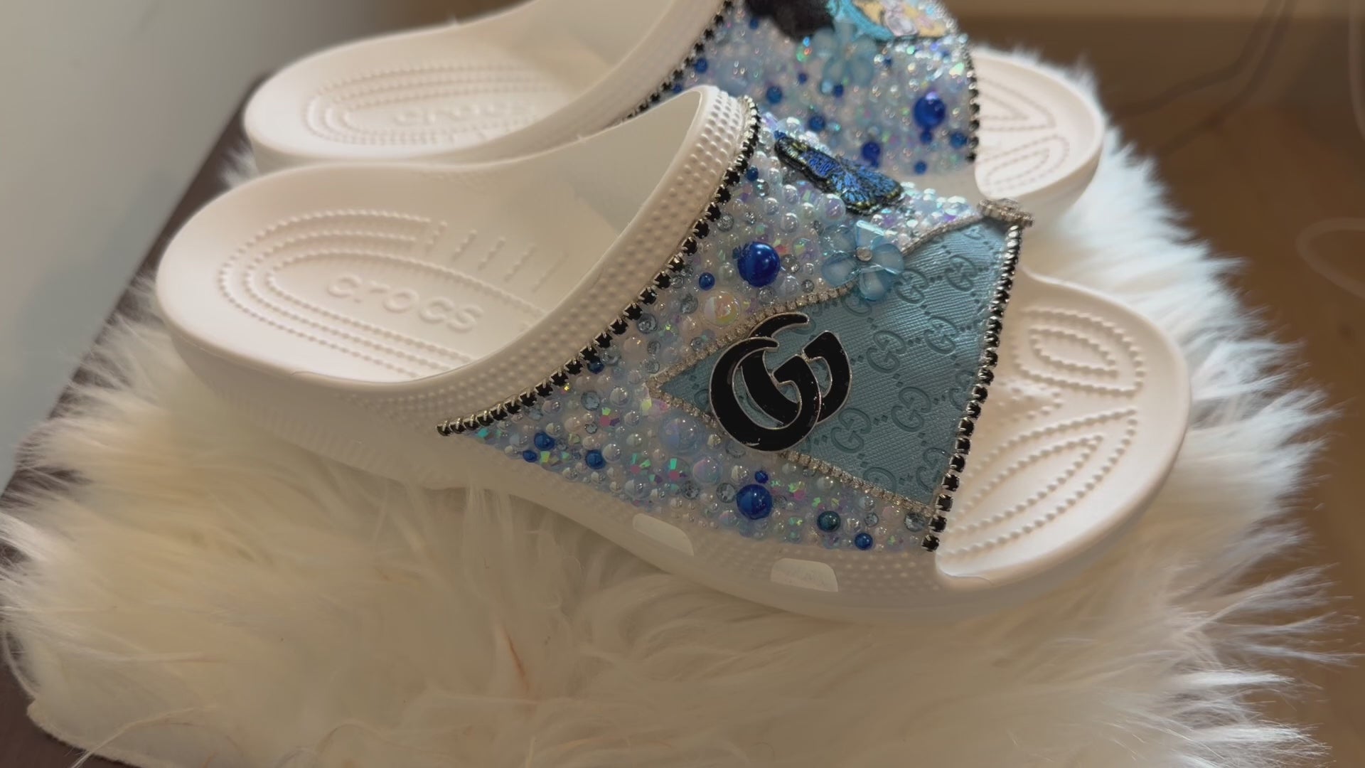 CUSTOM DESIGNER INSPIRED CROCS “TRUE BLUE BESTIE” w9